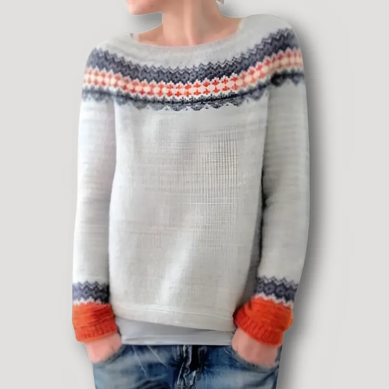 Scandinavische Rib Trui - Fair Isle Patroon - Grof Gebreide Trui Dames