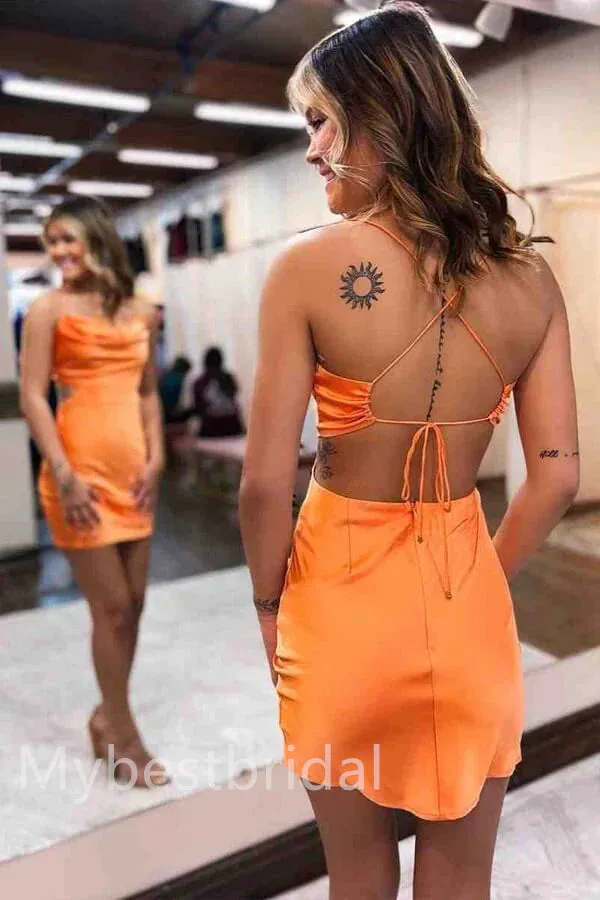 Sexy Jewel Spaghetti straps Sleeveless Sheath Short Mini Homecoming Dress,  HDS0104