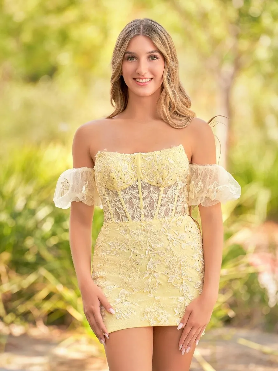 Sheath Lace Strapless Homecoming Dresses with Appliques