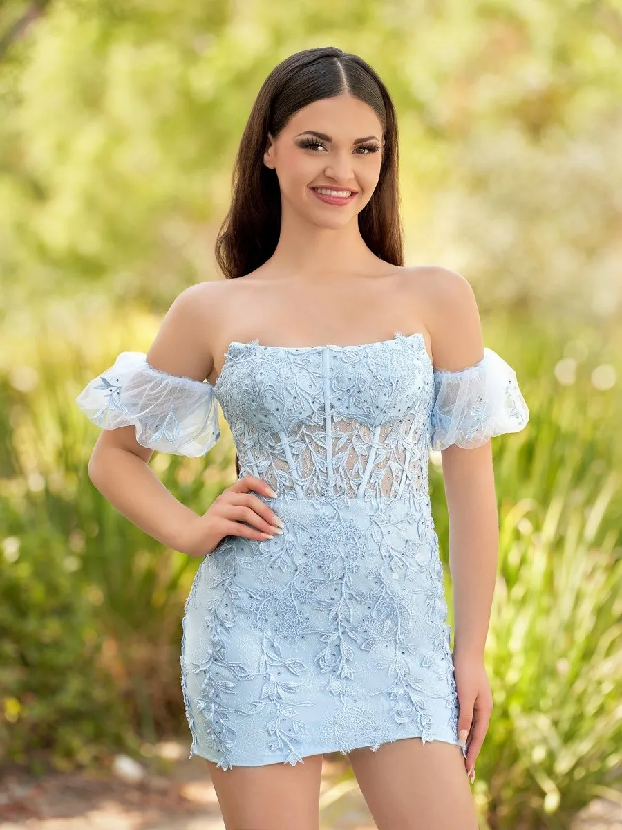Sheath Lace Strapless Homecoming Dresses with Appliques