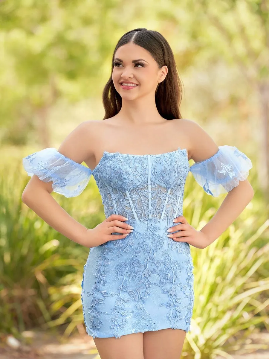Sheath Lace Strapless Homecoming Dresses with Appliques