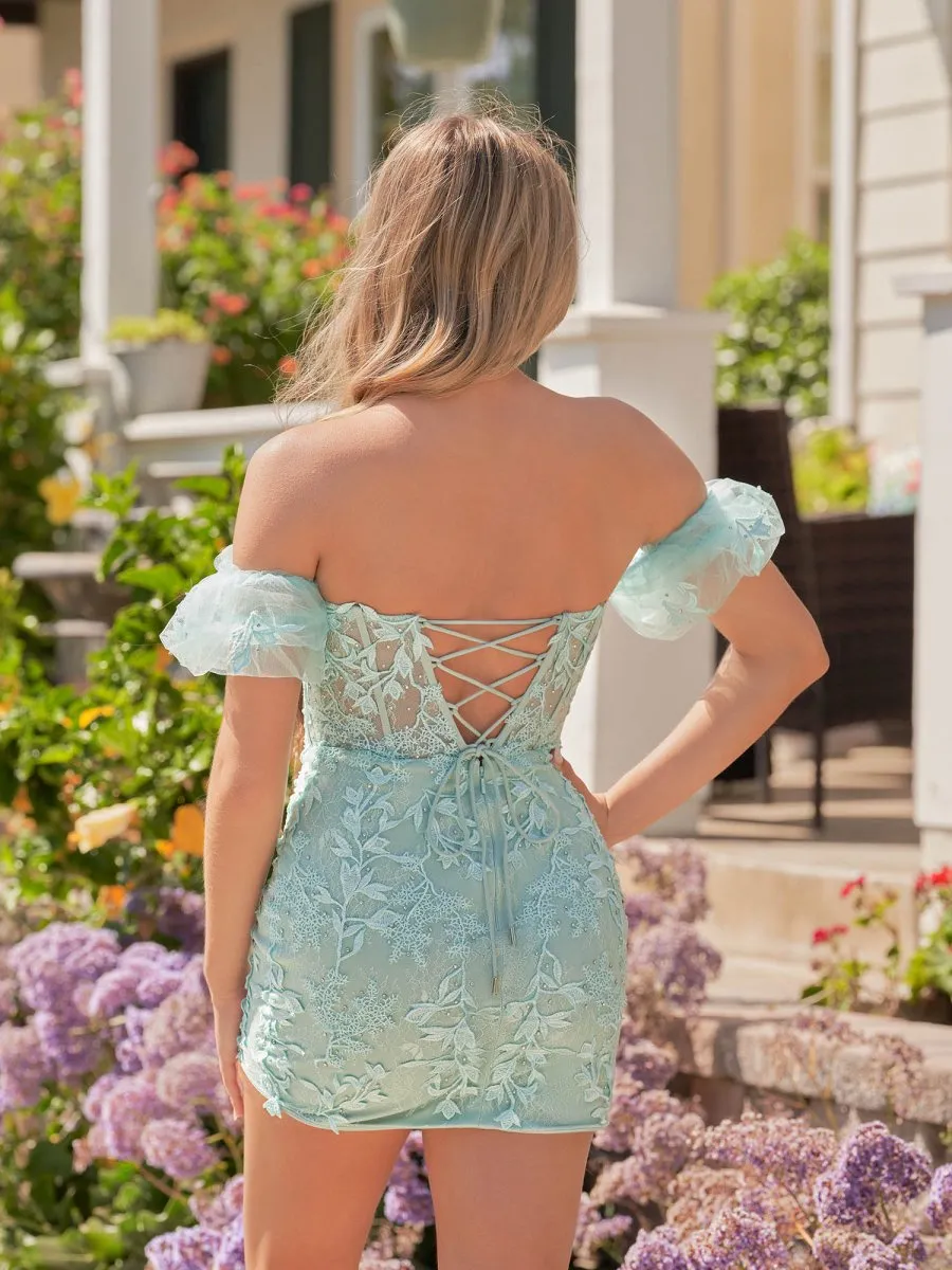 Sheath Lace Strapless Homecoming Dresses with Appliques
