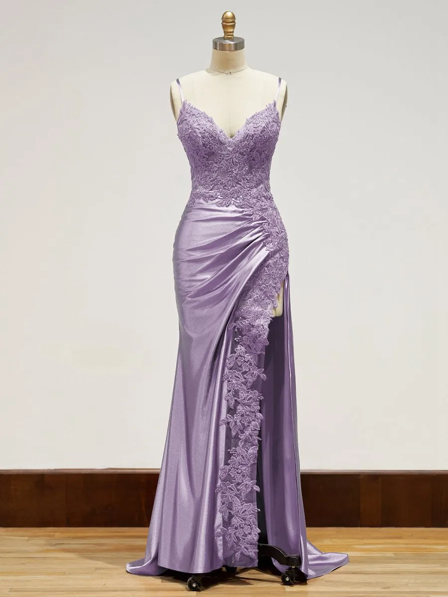 Sheath Long Appliques Prom Dresses