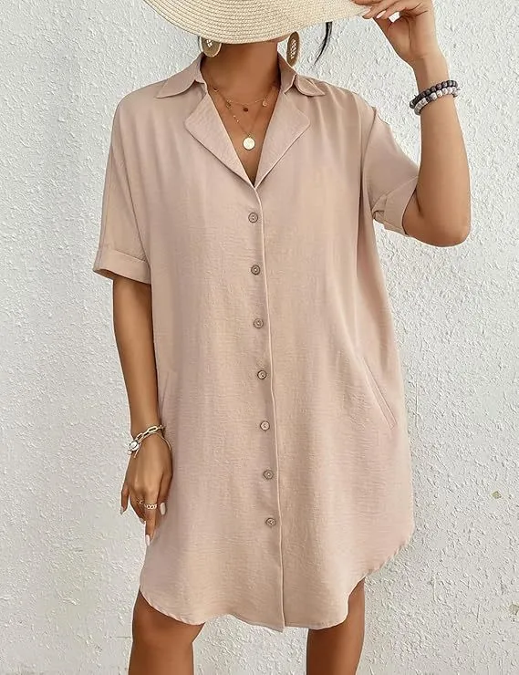 Short Sleeve Shirt Cover Up Holiday Style Bikini Beach Top Wholesale Womens Clothing N3824112000001