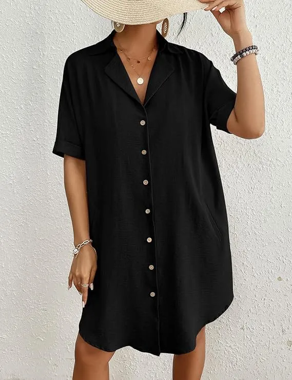 Short Sleeve Shirt Cover Up Holiday Style Bikini Beach Top Wholesale Womens Clothing N3824112000001