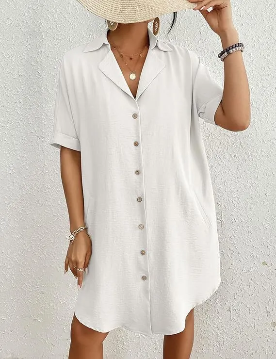 Short Sleeve Shirt Cover Up Holiday Style Bikini Beach Top Wholesale Womens Clothing N3824112000001