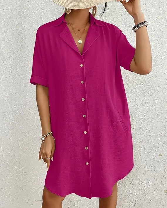Short Sleeve Shirt Cover Up Holiday Style Bikini Beach Top Wholesale Womens Clothing N3824112000001