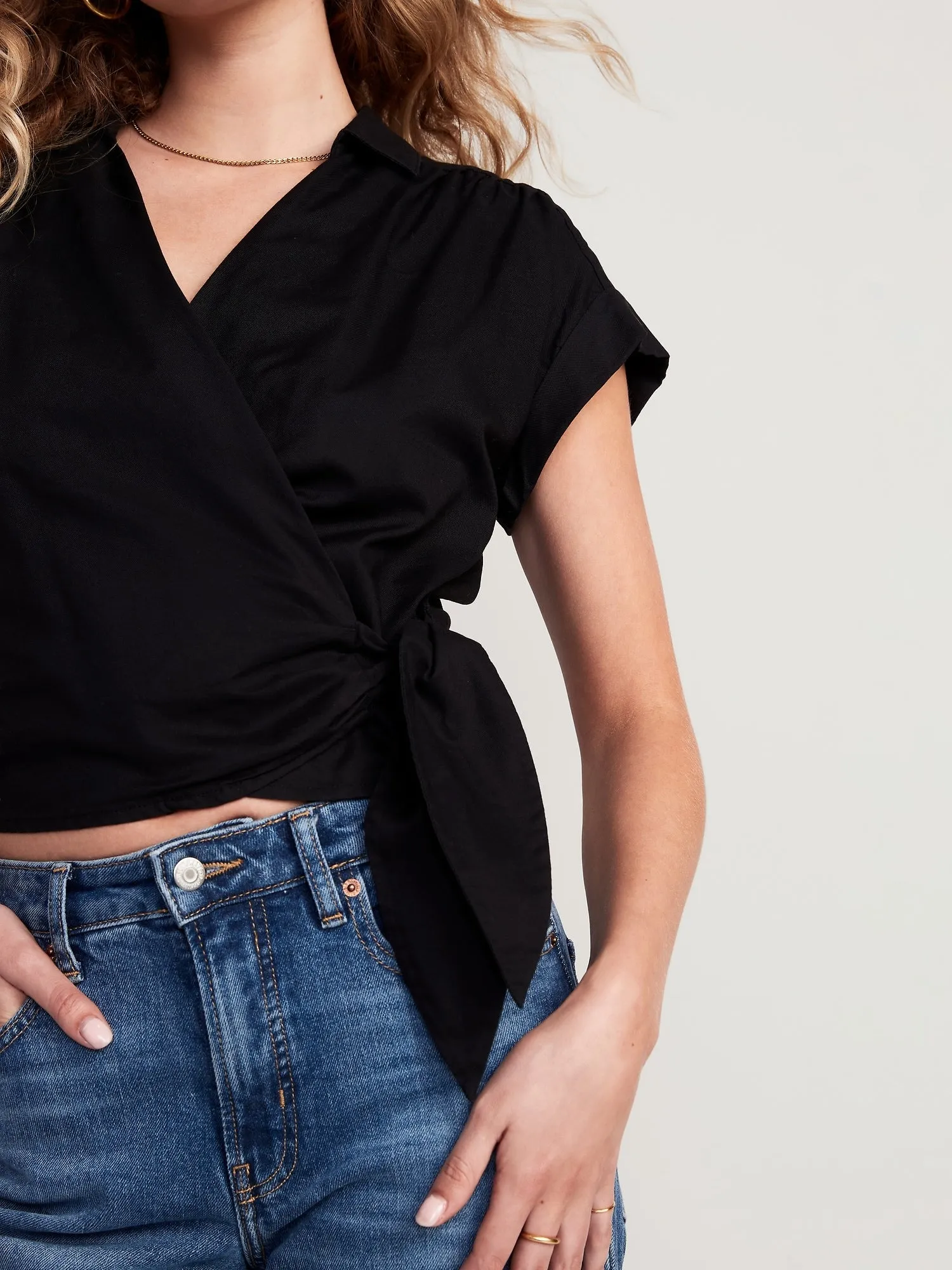 Short-Sleeve Tie-Wrap Top for Women