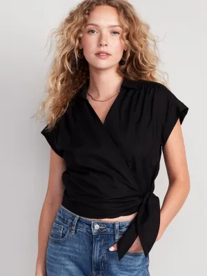 Short-Sleeve Tie-Wrap Top for Women