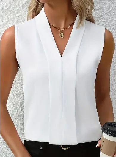 Sina - Elegant sleeveless V-neck blouse for women