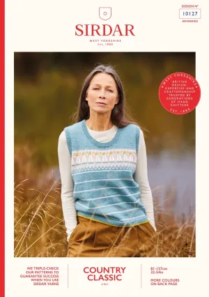 Sirdar Country Classic 4ply Ladies Fairisle Tank Top Knitting Pattern 10127
