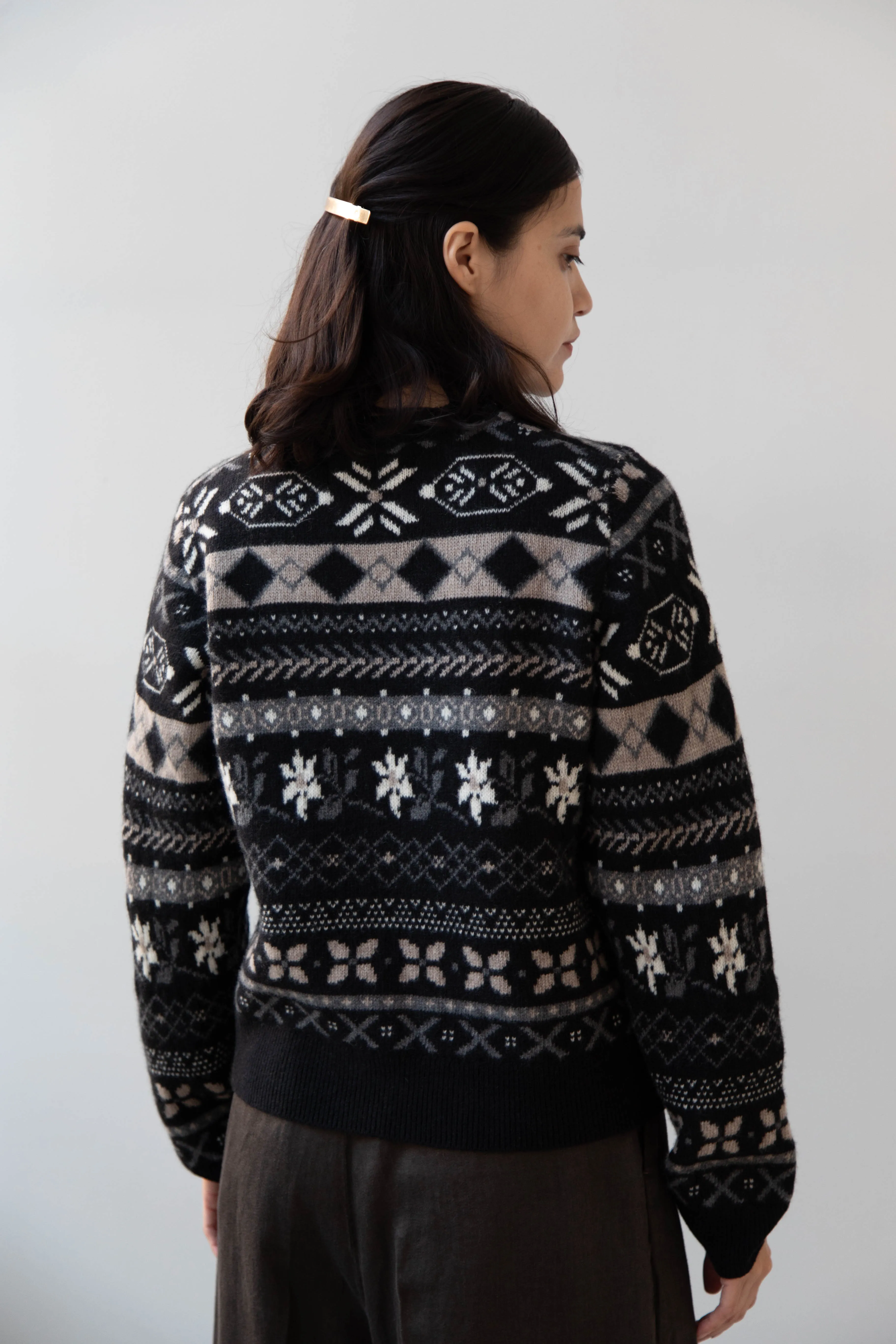 Skall | Ellinor Sweater in Black & Grey Jacquard