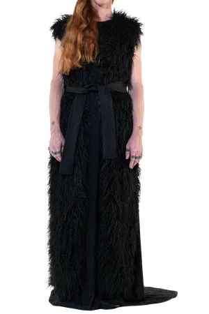 Slit Coat Faux Fur
