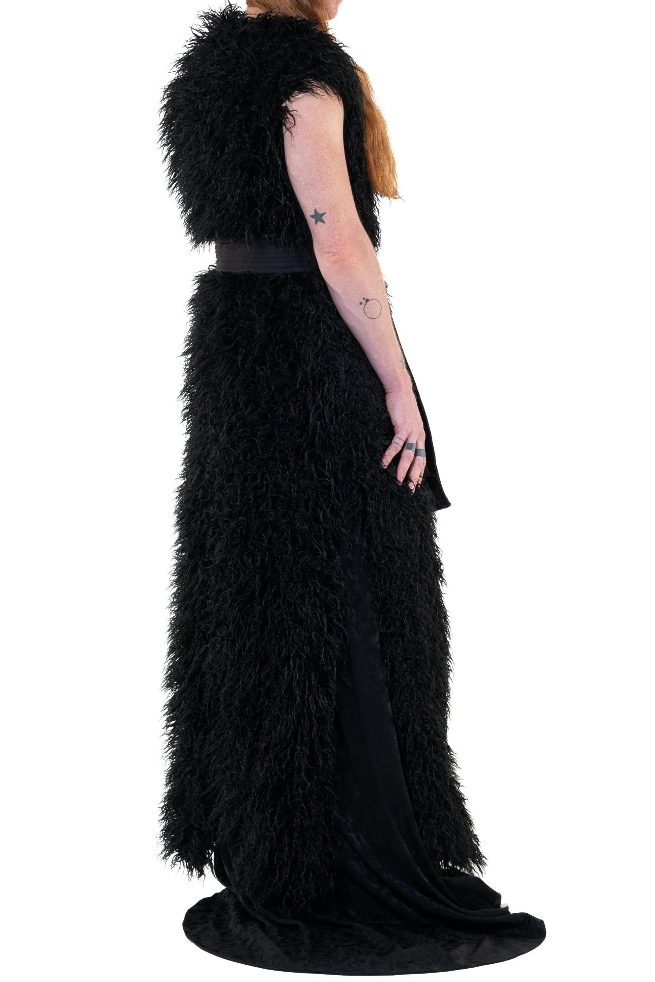 Slit Coat Faux Fur