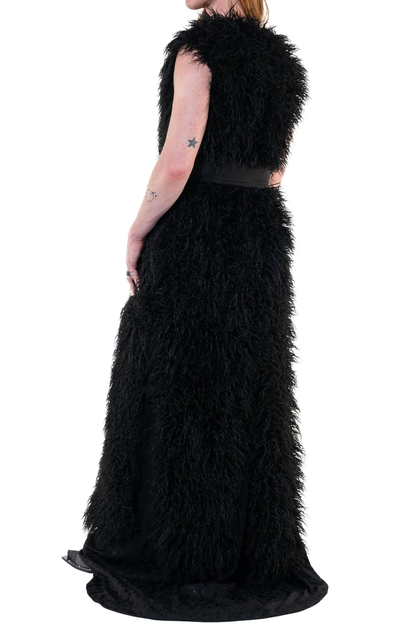 Slit Coat Faux Fur