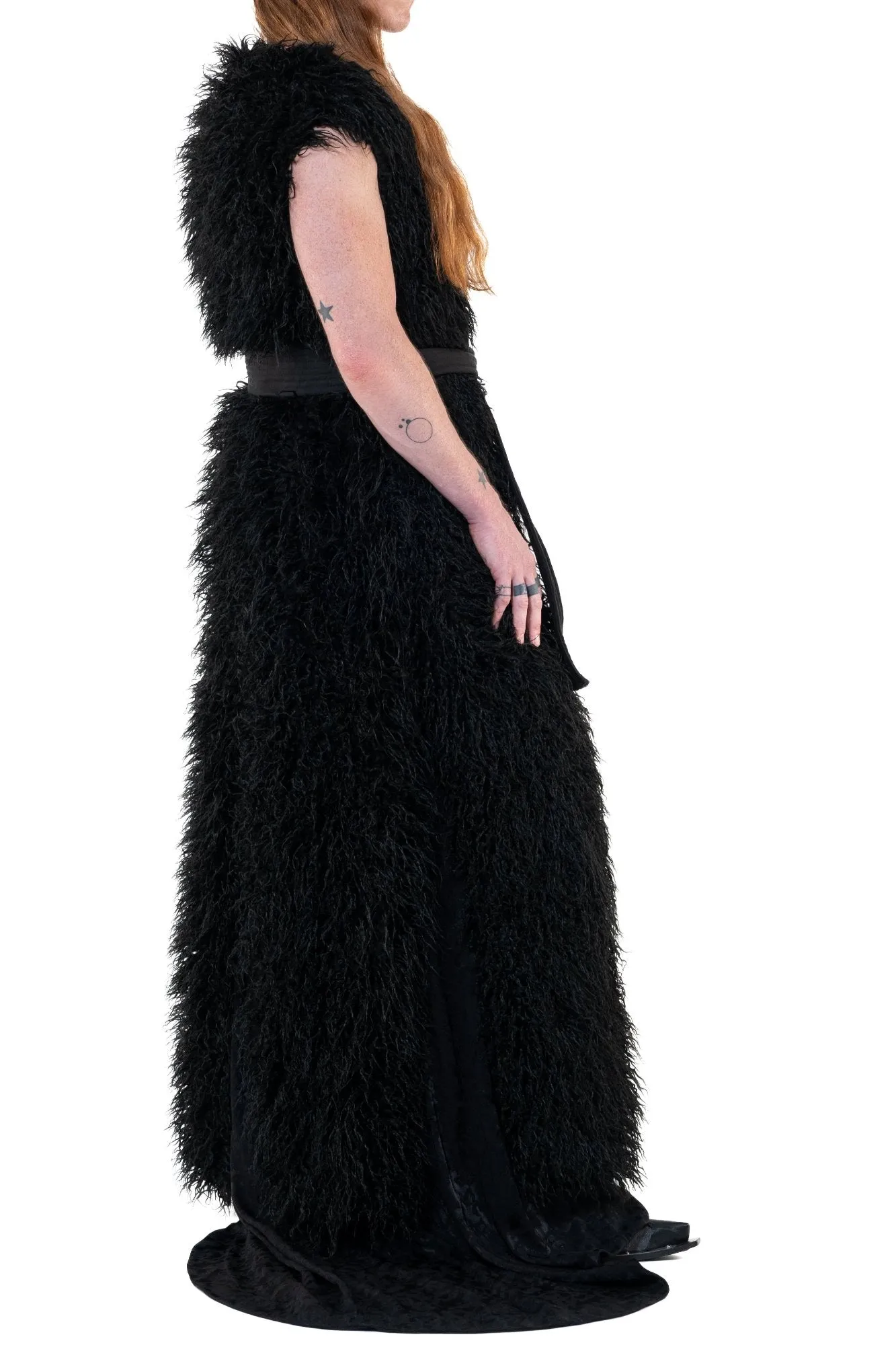 Slit Coat Faux Fur
