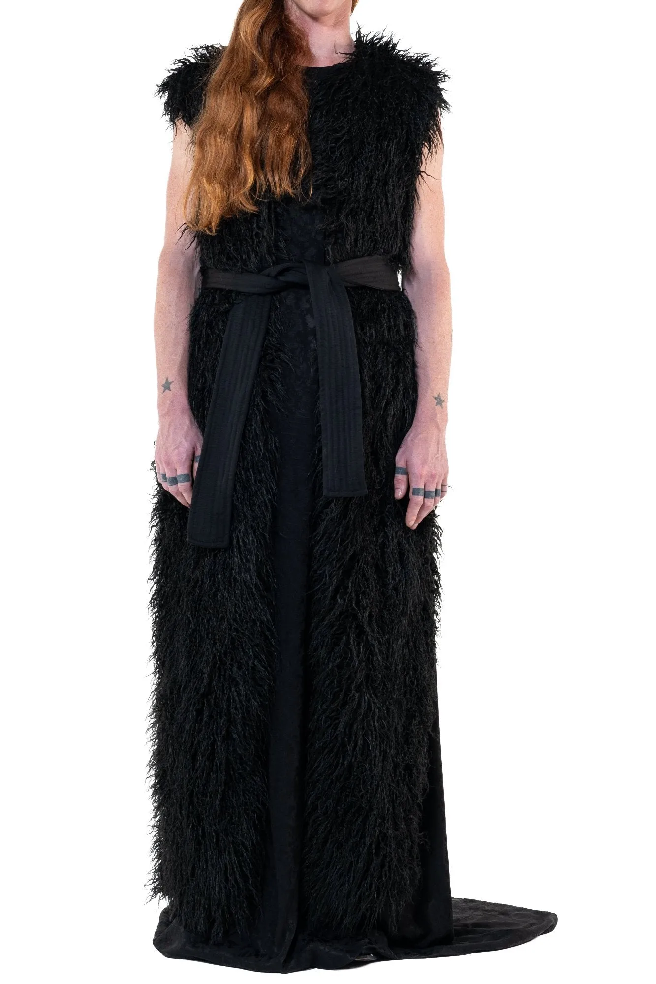 Slit Coat Faux Fur