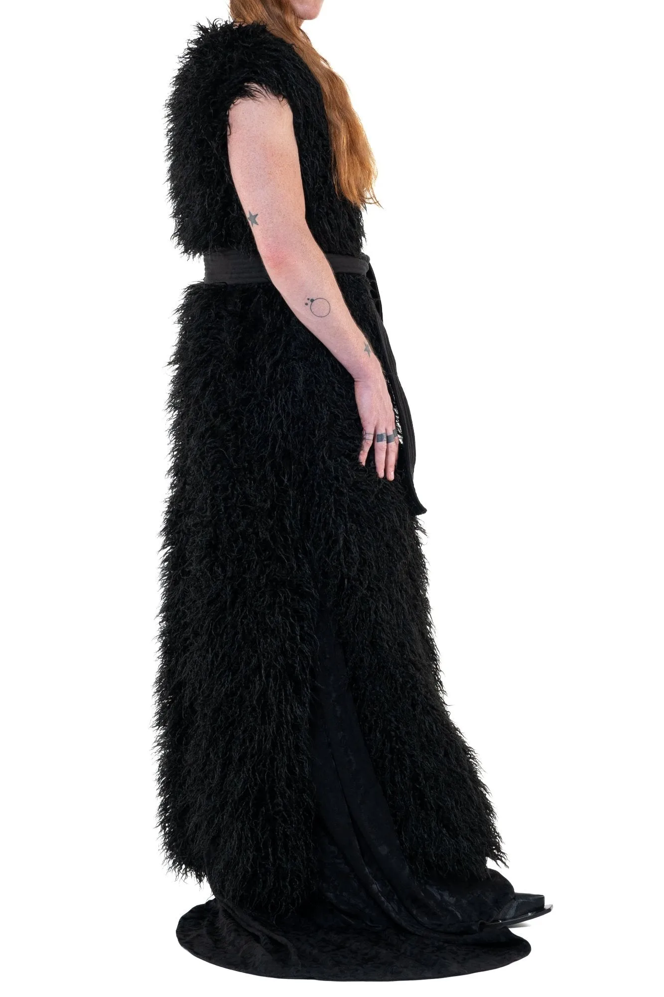 Slit Coat Faux Fur