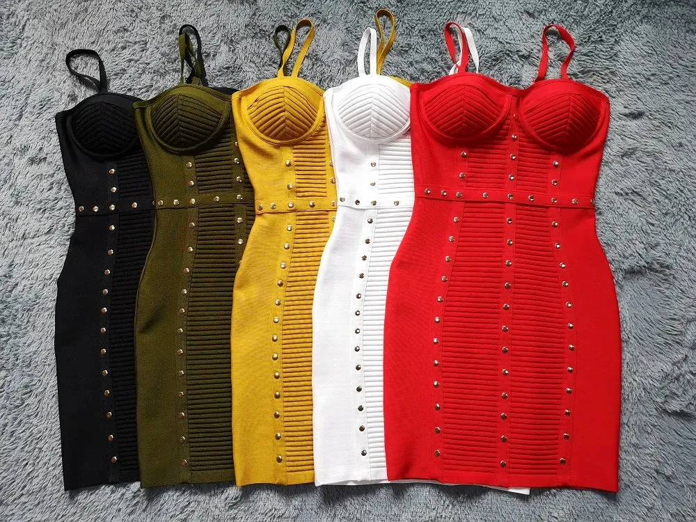 Spaghetti Strap Mini Sleeveless Striped Bandage Dress
