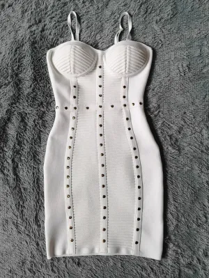 Spaghetti Strap Mini Sleeveless Striped Bandage Dress