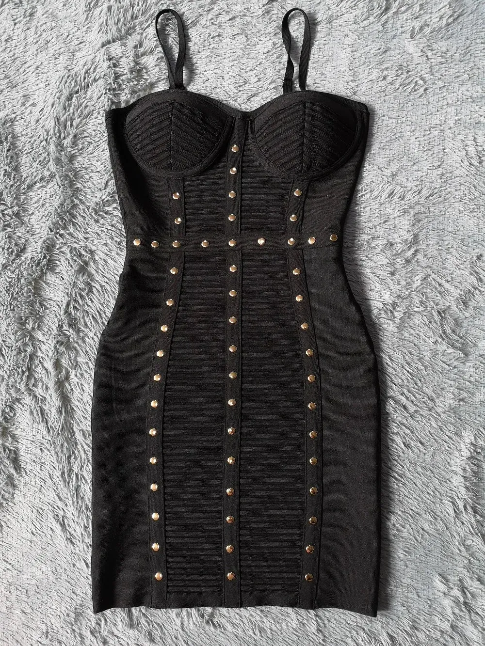 Spaghetti Strap Mini Sleeveless Striped Bandage Dress