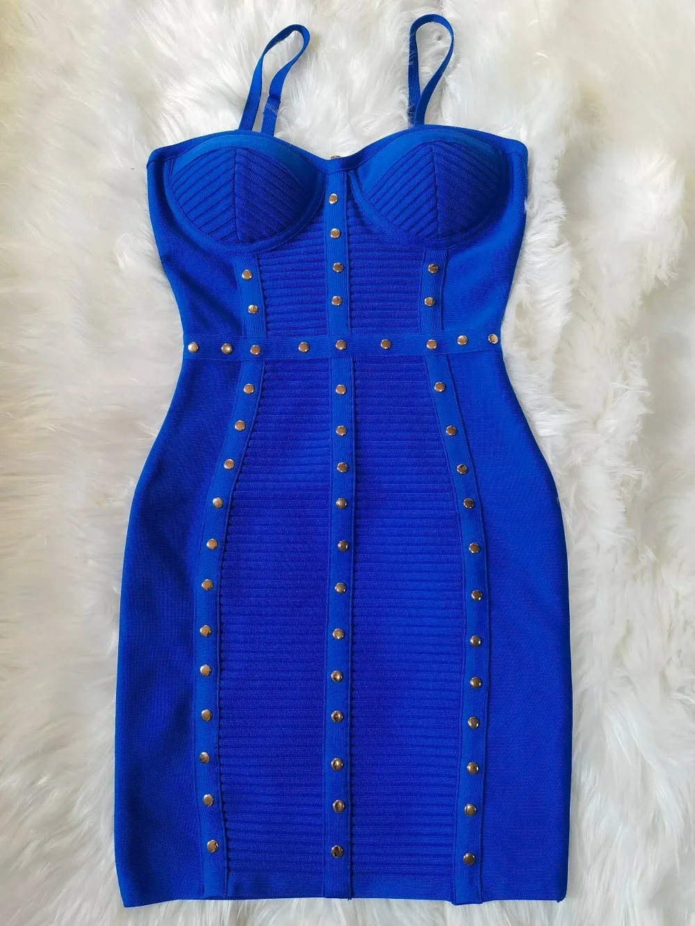 Spaghetti Strap Mini Sleeveless Striped Bandage Dress