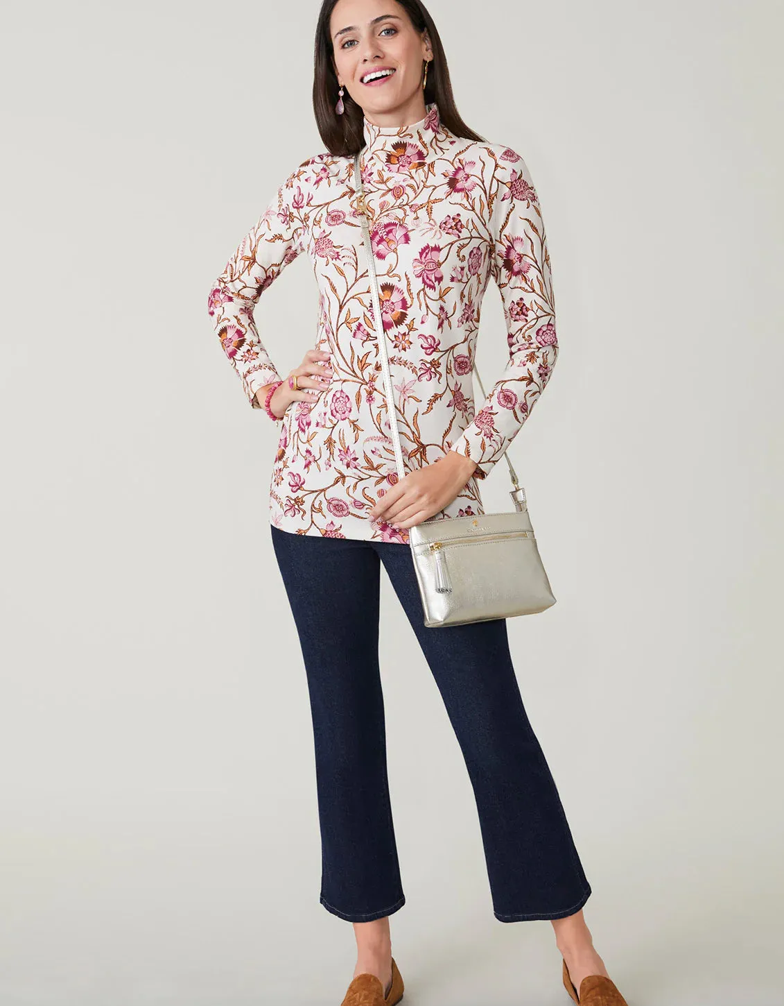 Spartina 449 Stefanie Turtleneck Tee Harbor River Jacobean - FINAL SALE