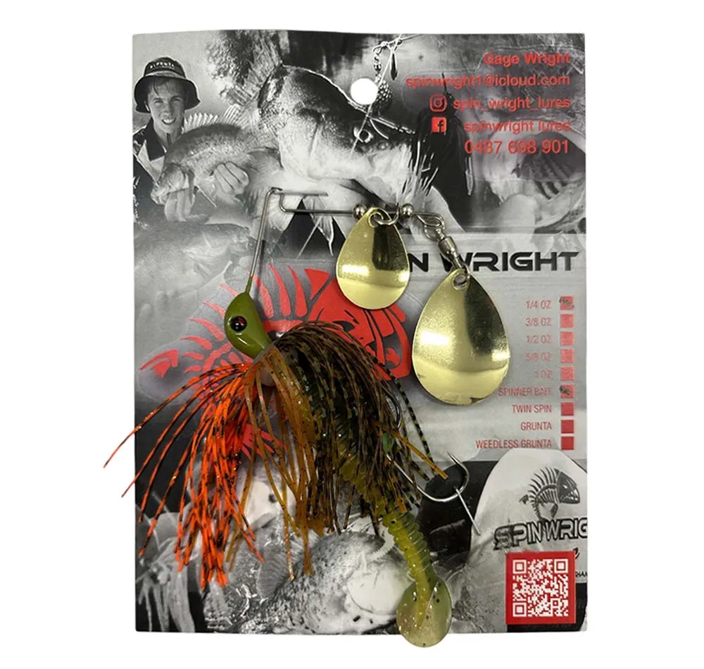 Spin Wright 1/4oz Spinnerbait Double Colorado with 2.5" Paddle Tail