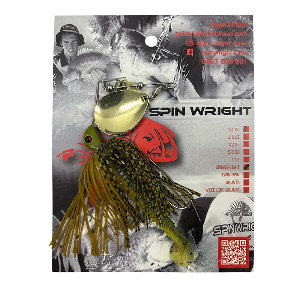 Spin Wright 1/4oz Spinnerbait Double Colorado with 2.5" Paddle Tail