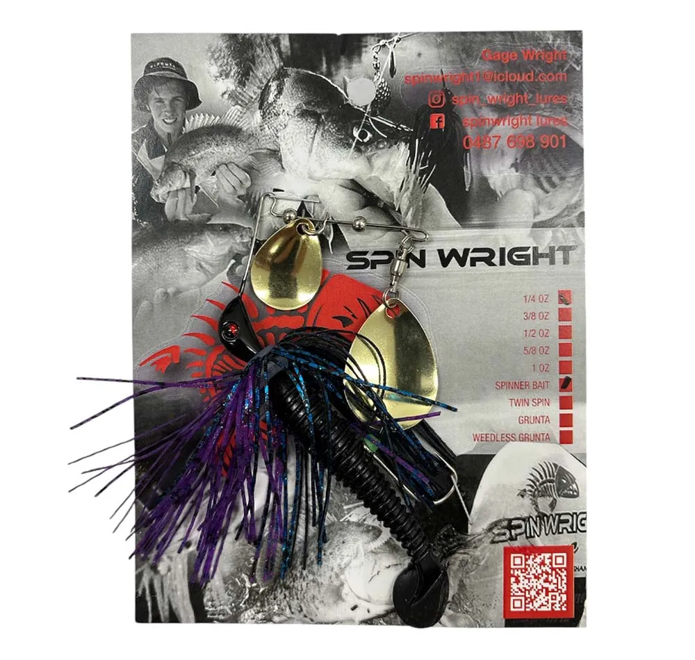 Spin Wright 1/4oz Spinnerbait Double Colorado with 2.5" Paddle Tail