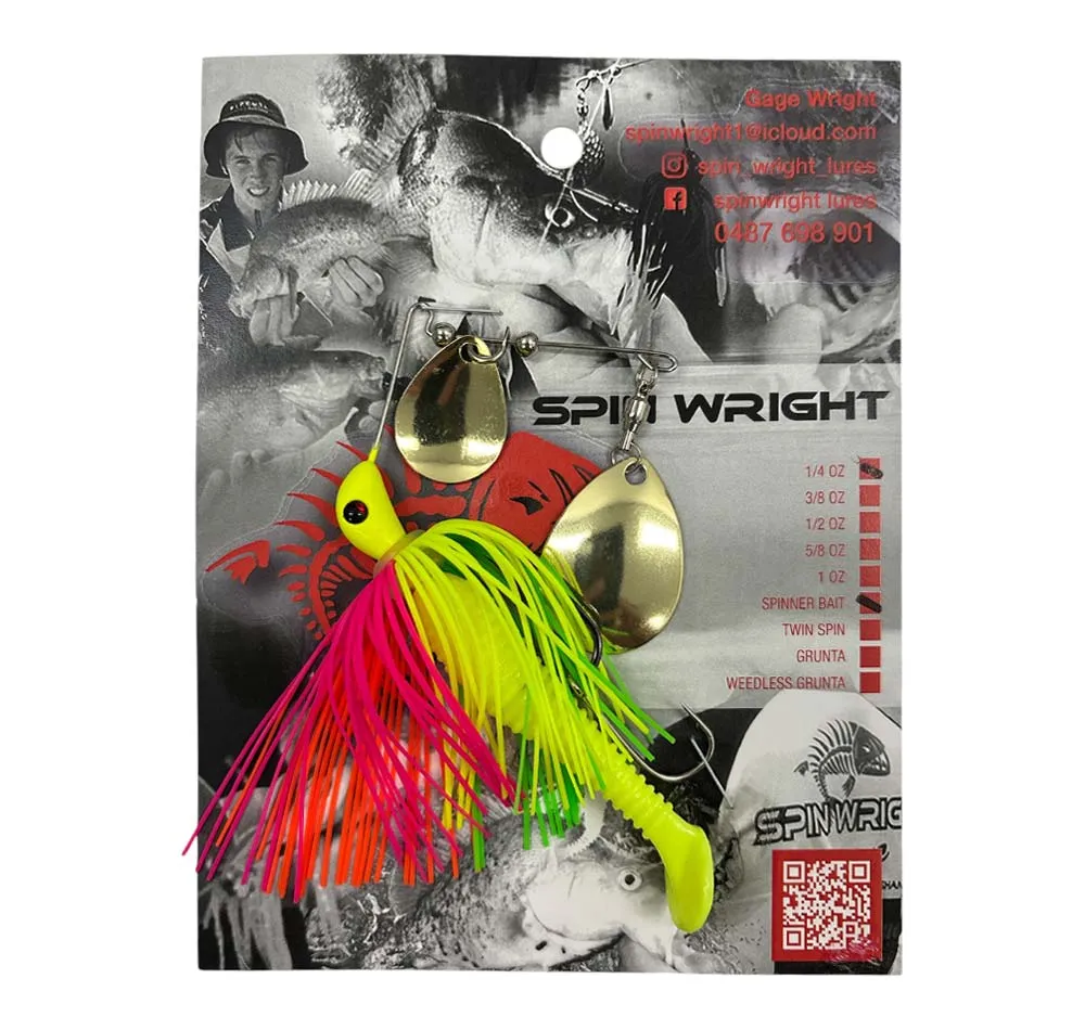 Spin Wright 1/4oz Spinnerbait Double Colorado with 2.5" Paddle Tail