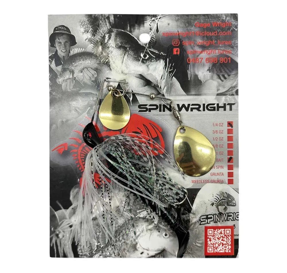 Spin Wright 1/4oz Spinnerbait Double Colorado with 2.5" Paddle Tail