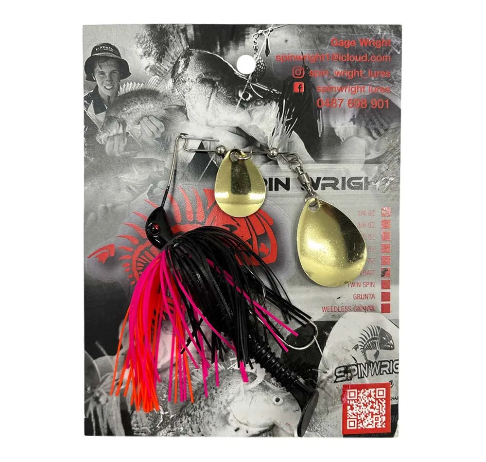 Spin Wright 1/4oz Spinnerbait Double Colorado with 2.5" Paddle Tail