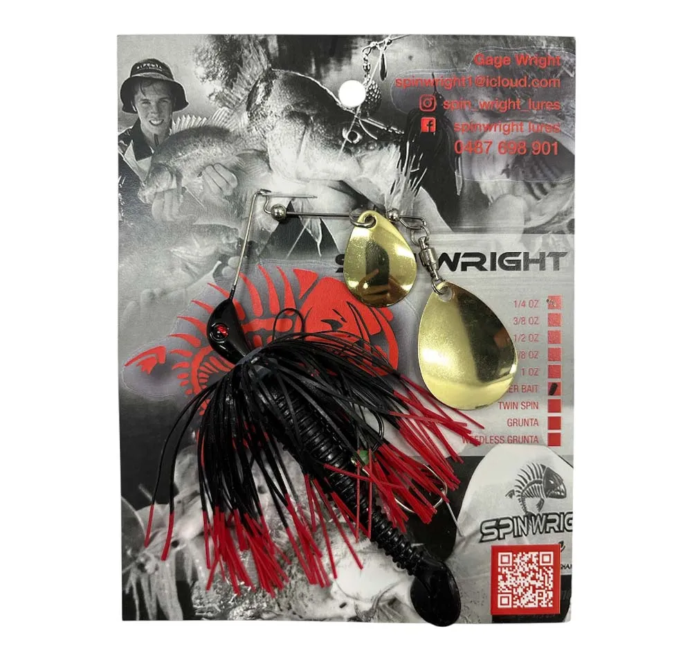 Spin Wright 1/4oz Spinnerbait Double Colorado with 2.5" Paddle Tail