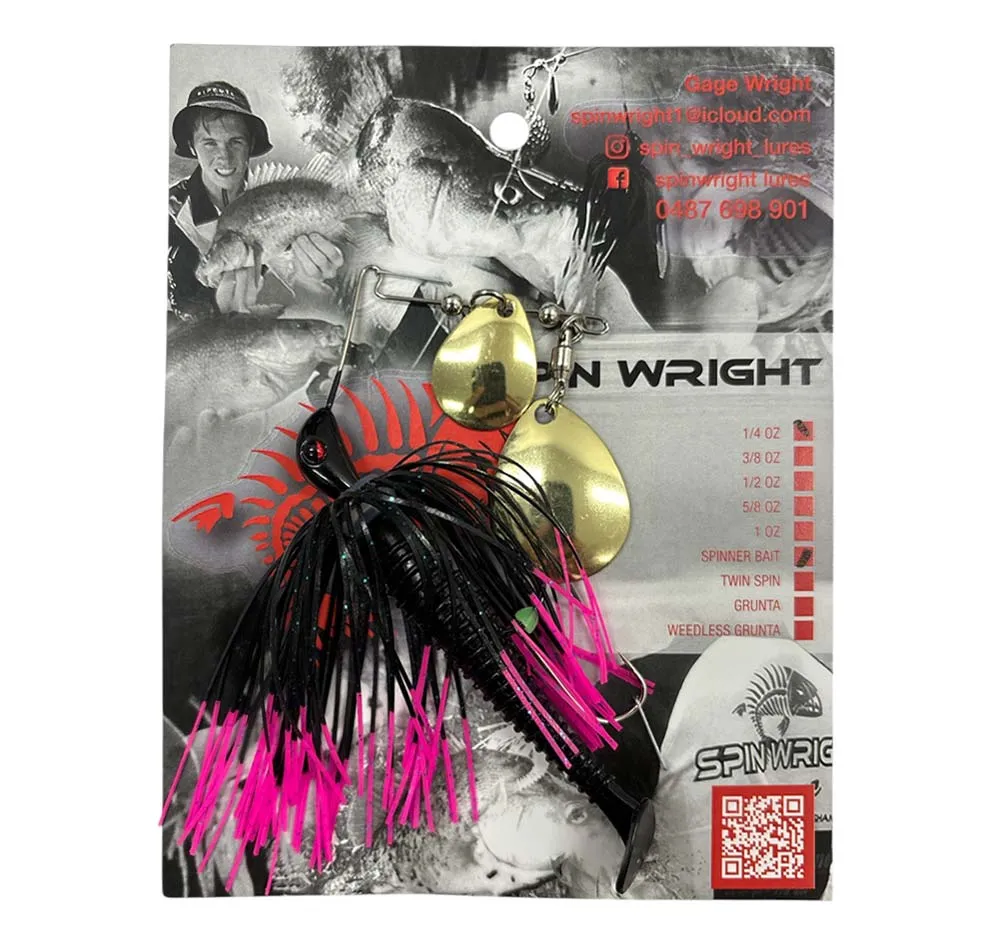 Spin Wright 1/4oz Spinnerbait Double Colorado with 2.5" Paddle Tail