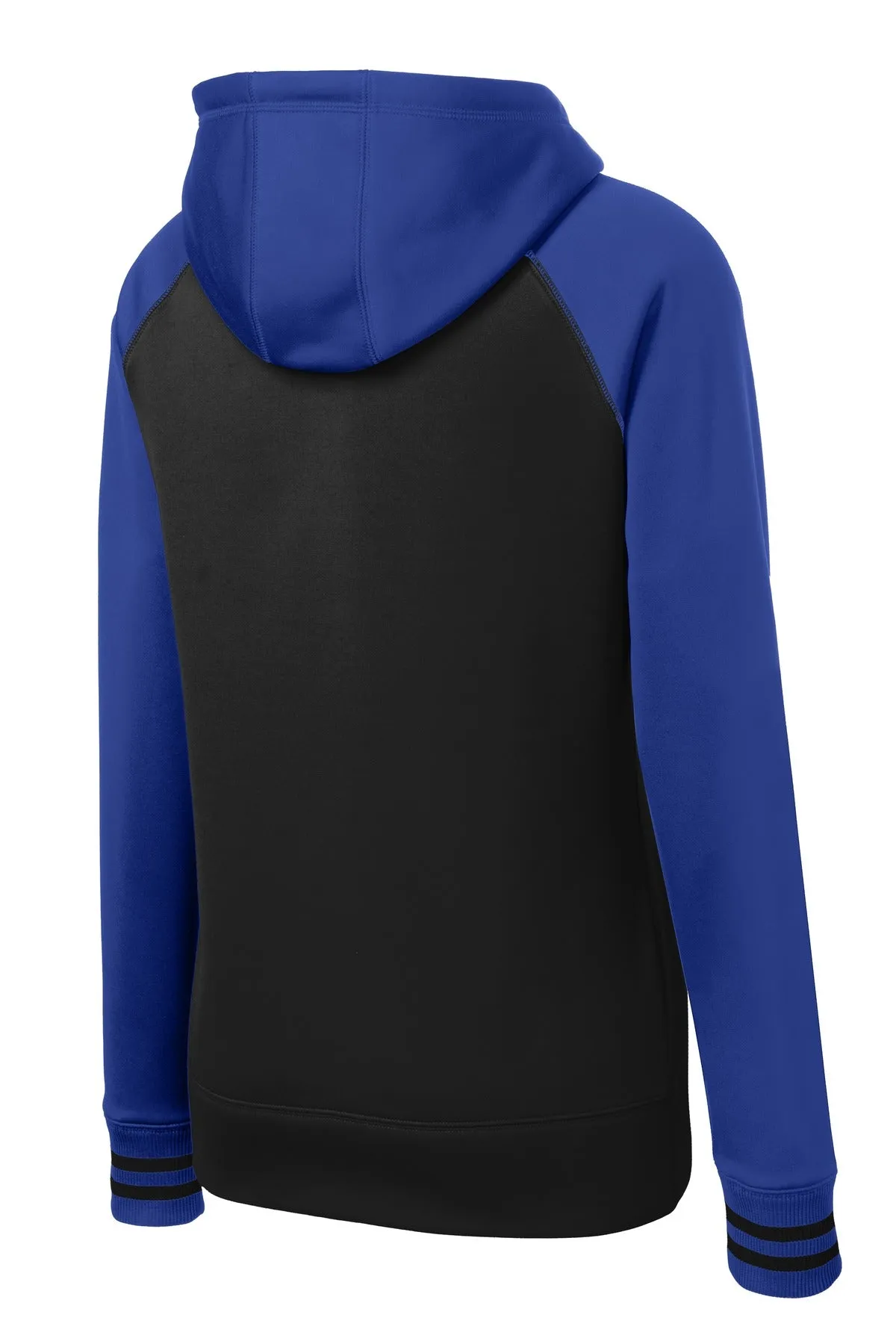 Sport-Tek Women's Sport-Wick Varsity Fleece Full-Zip Hooded Jacket. LST236 Black/ True Royal