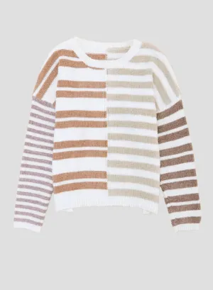 Stripe Blocked Drop Shoulder Slouchy Sweater