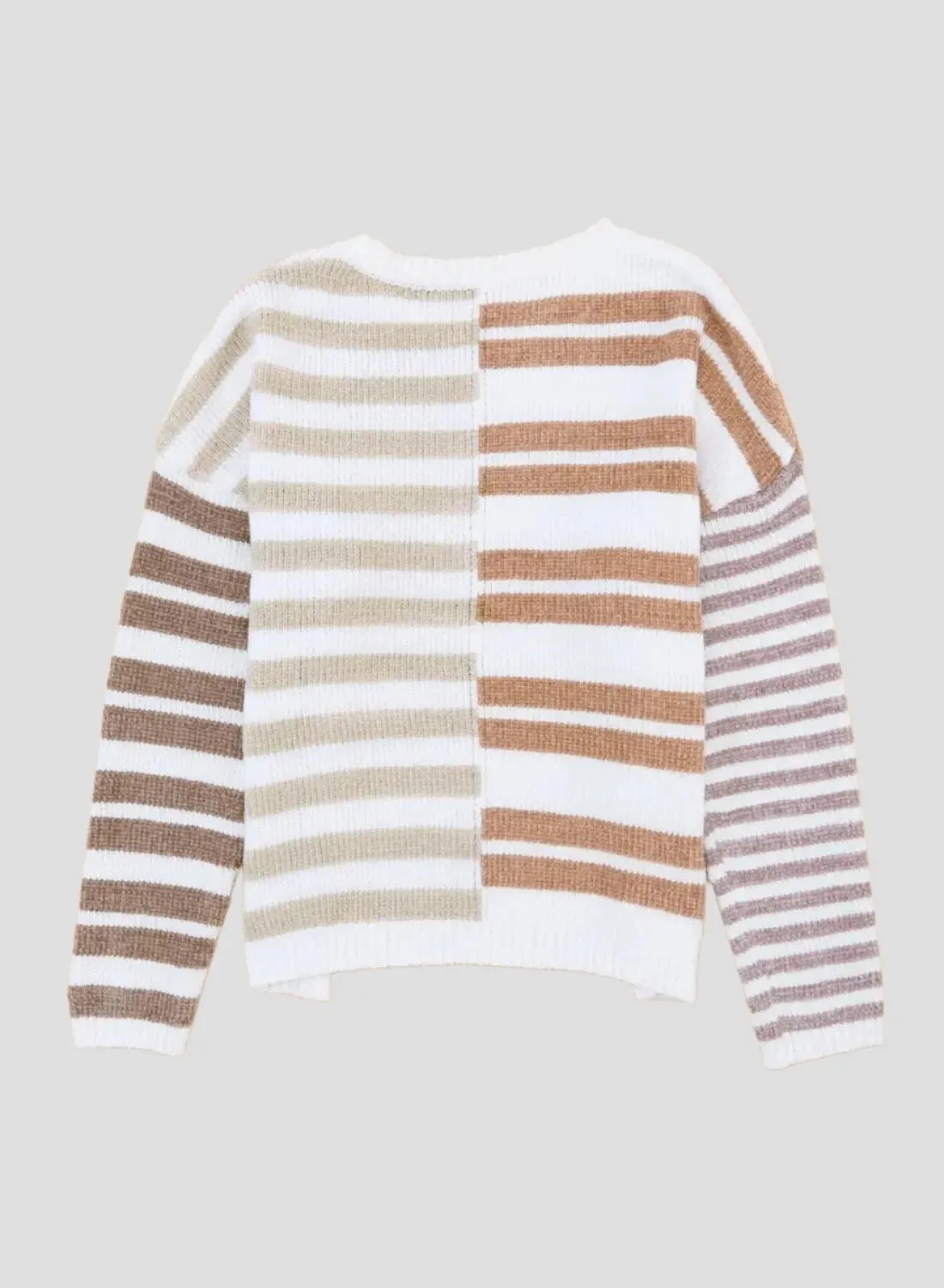 Stripe Blocked Drop Shoulder Slouchy Sweater