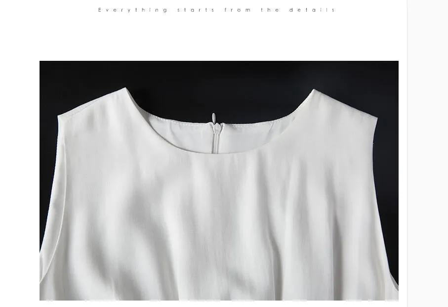 Summer Women Solid White Black Fashion Elegant Casual Party Dress O neck Sleeveless Tank Sundress Female