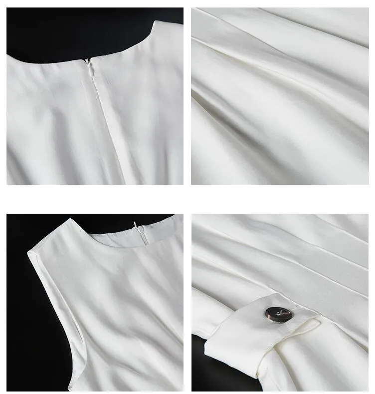 Summer Women Solid White Black Fashion Elegant Casual Party Dress O neck Sleeveless Tank Sundress Female