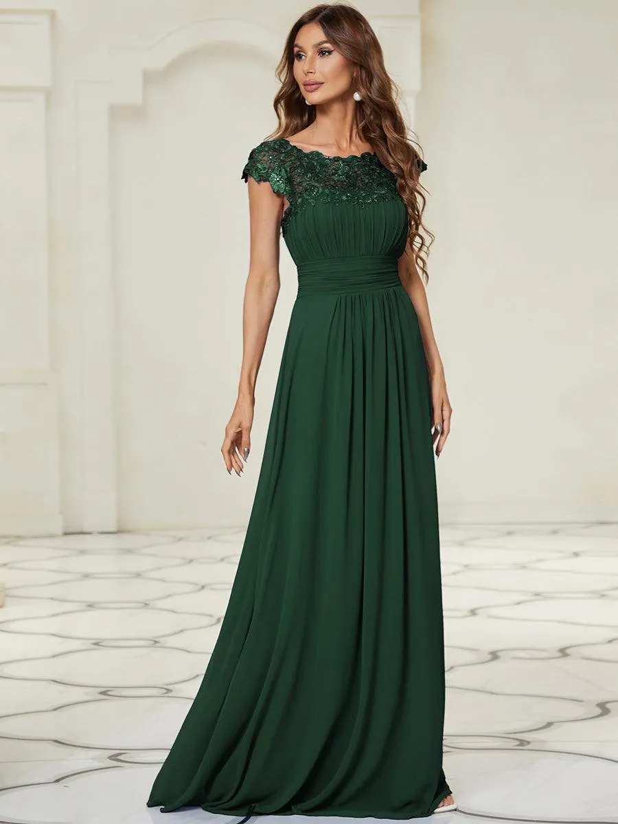 Taille personnalisée Robe demoiselle d'honneur mousseline Manches courtes flatteuses