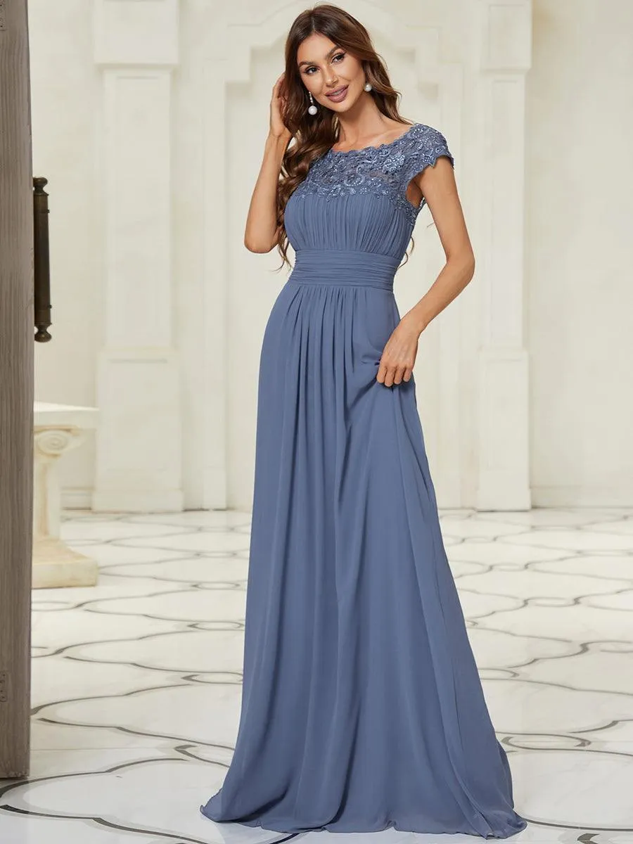 Taille personnalisée Robe demoiselle d'honneur mousseline Manches courtes flatteuses