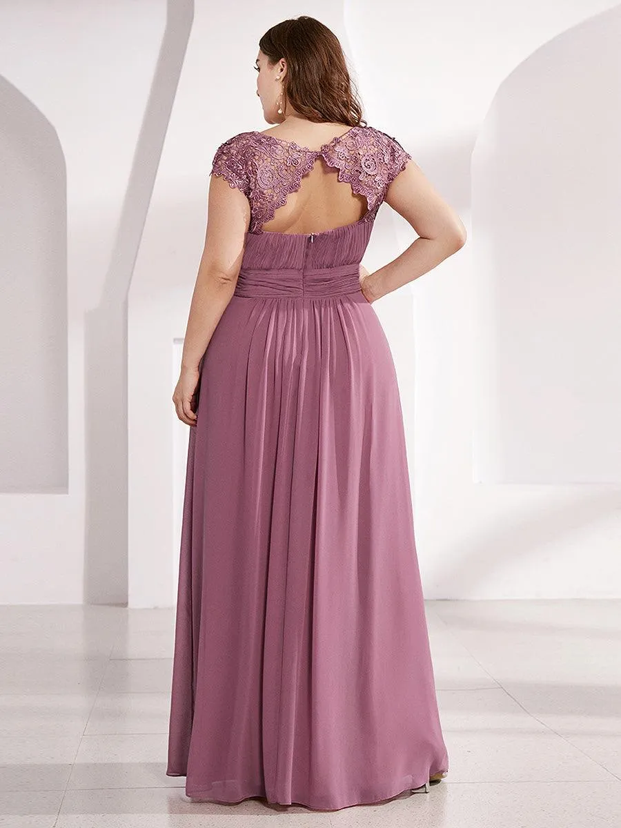 Taille personnalisée Robe demoiselle d'honneur mousseline Manches courtes flatteuses