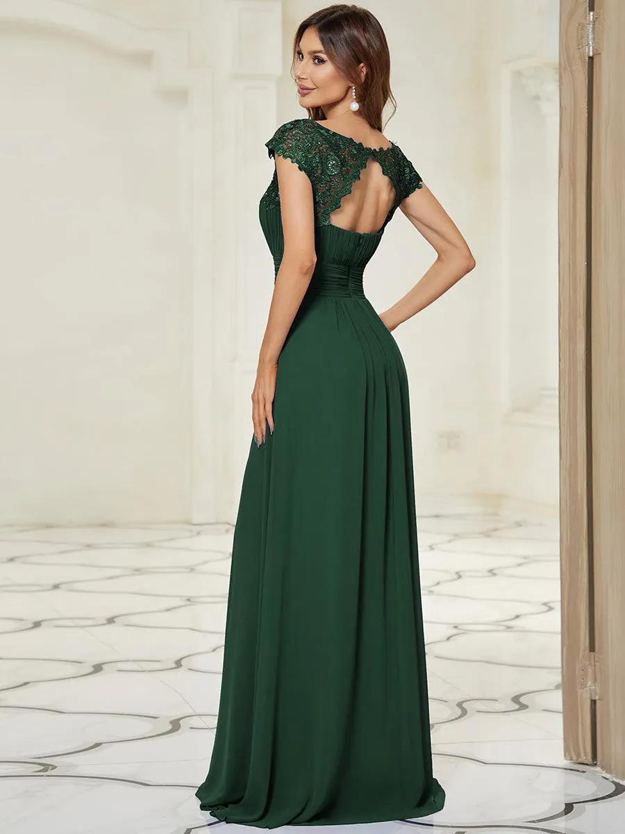 Taille personnalisée Robe demoiselle d'honneur mousseline Manches courtes flatteuses