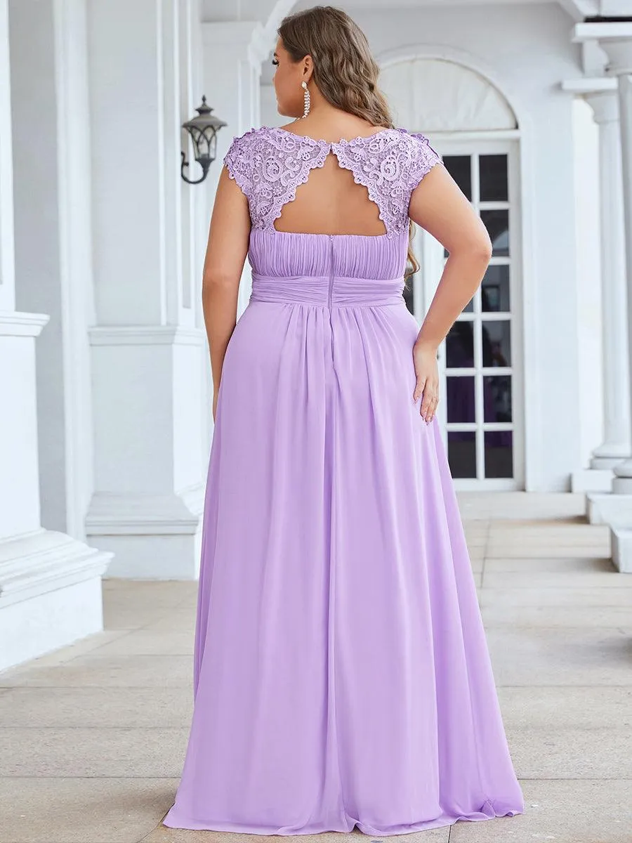 Taille personnalisée Robe demoiselle d'honneur mousseline Manches courtes flatteuses