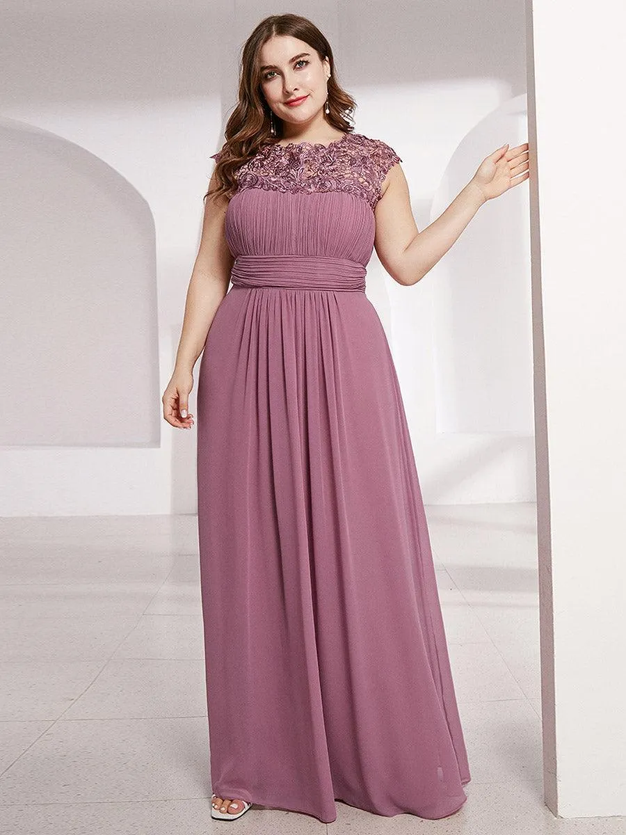 Taille personnalisée Robe demoiselle d'honneur mousseline Manches courtes flatteuses