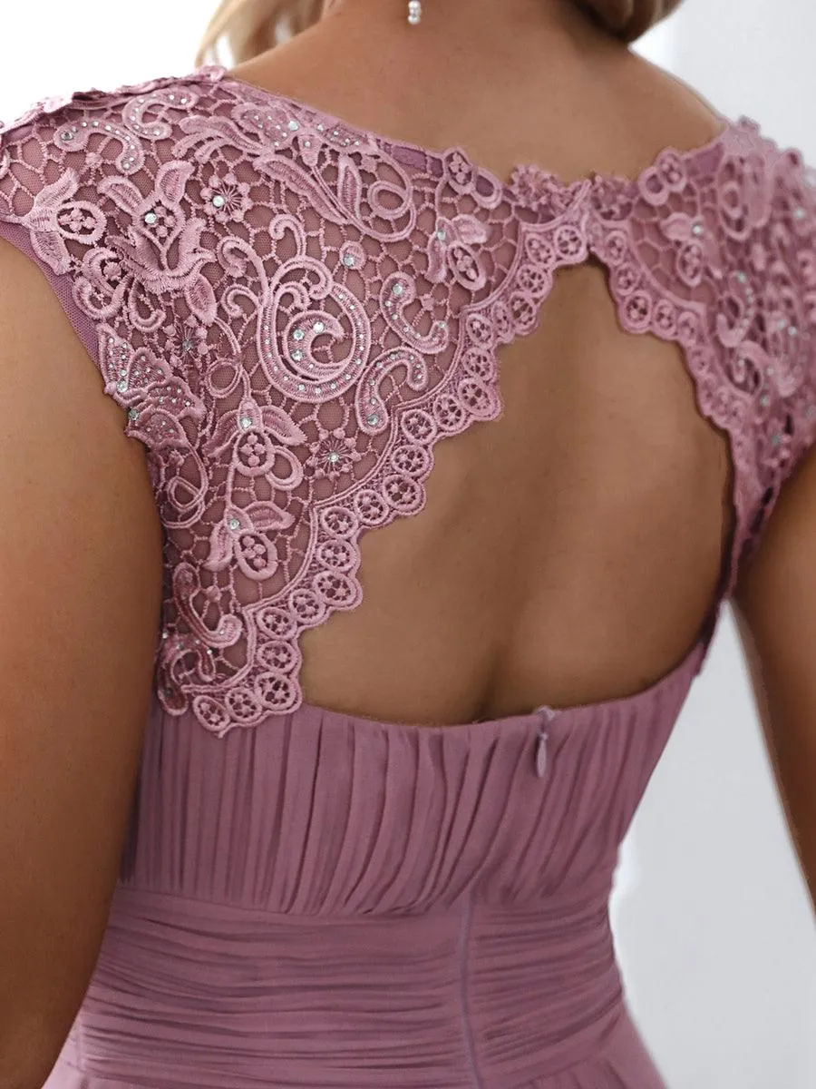 Taille personnalisée Robe demoiselle d'honneur mousseline Manches courtes flatteuses