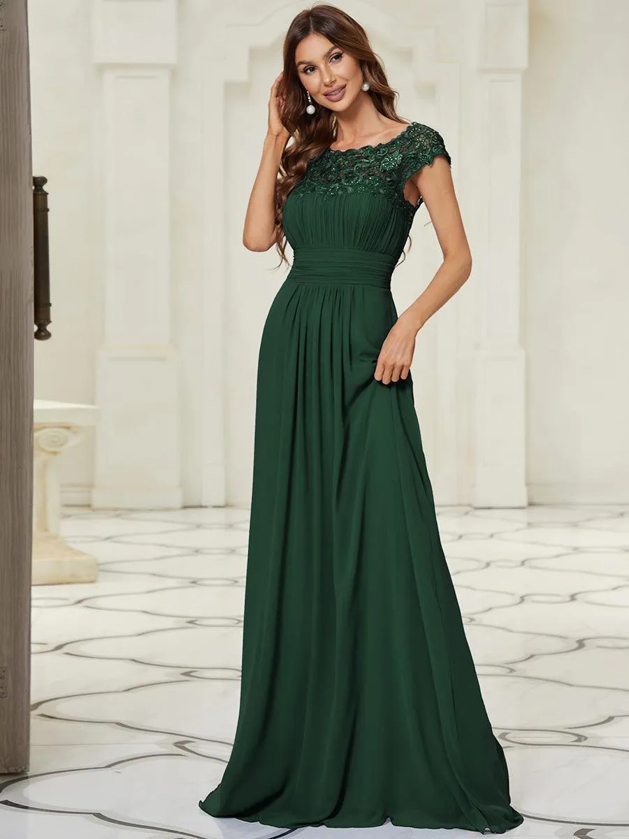 Taille personnalisée Robe demoiselle d'honneur mousseline Manches courtes flatteuses