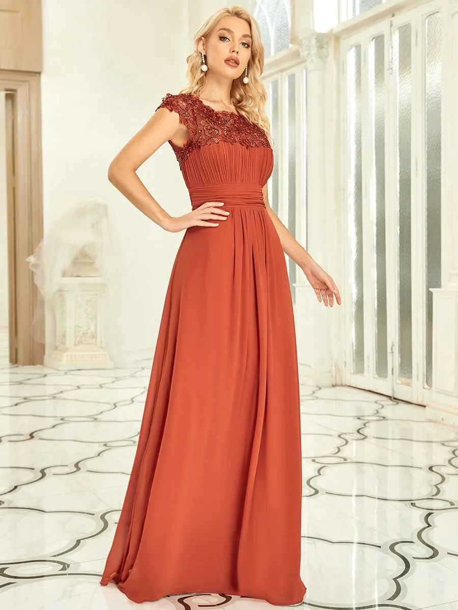Taille personnalisée Robe demoiselle d'honneur mousseline Manches courtes flatteuses
