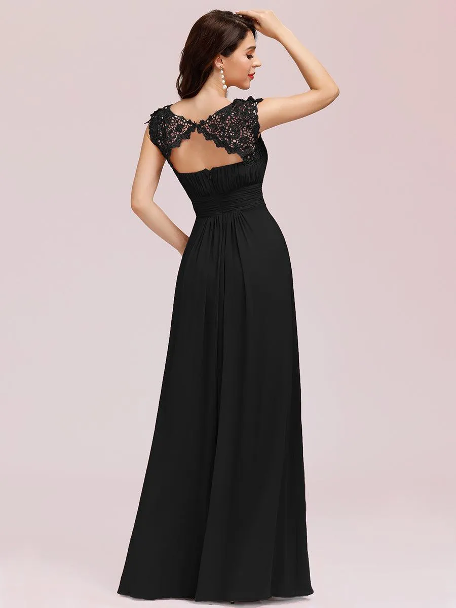 Taille personnalisée Robe demoiselle d'honneur mousseline Manches courtes flatteuses